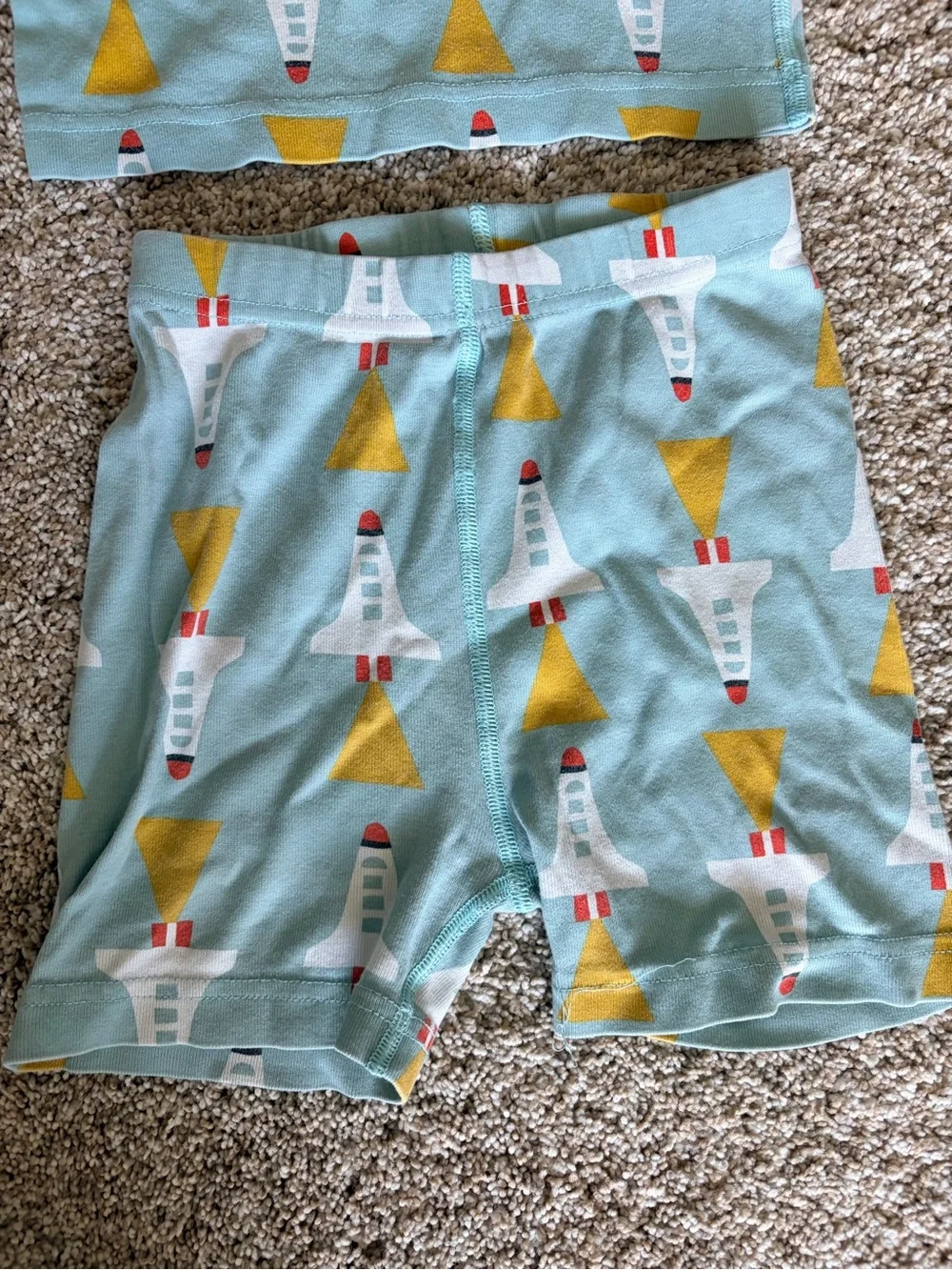 Hanna Andersson Space Rocket Short John Pajamas Blue Sz 8